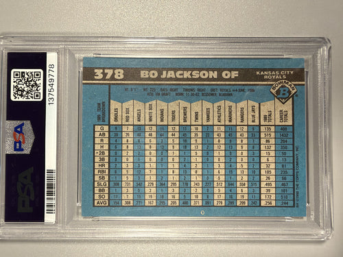 1990 Bowman Bo Jackson #378 PSA 9 back