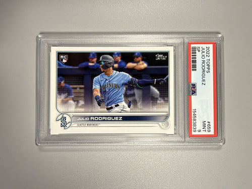 2022 Topps Series 2 Julio Rodriguez #659 SP rookie PSA 9 front