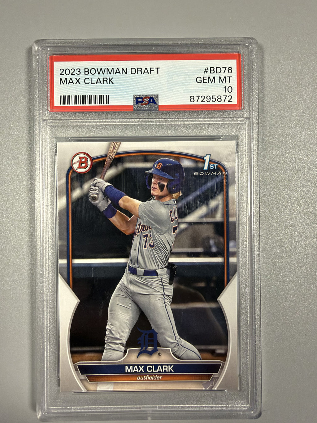 2023 Bowman Draft Max Clark #BD-76 1st Bowman PSA 10 front