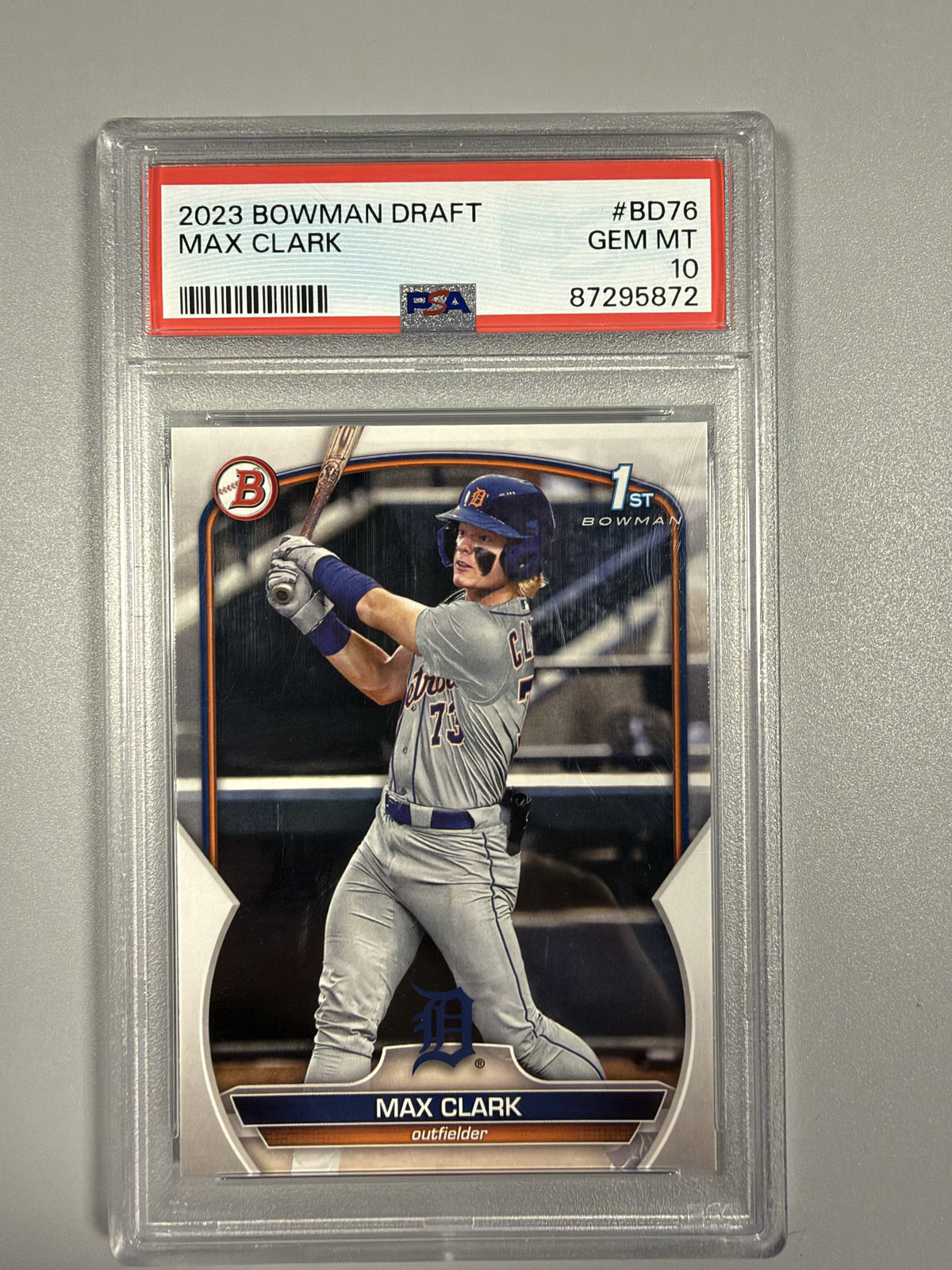 2023 Bowman Draft Max Clark #BD-76 1st Bowman PSA 10 front