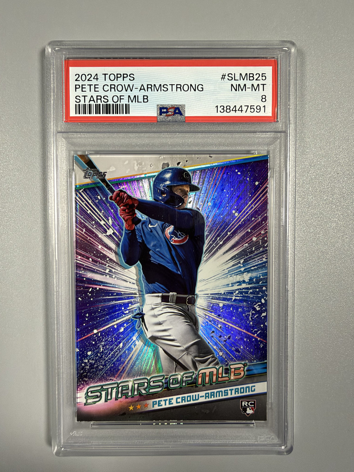 2024 Topps Pete Crow-Armstrong Stars of MLB SLMB-25 rookie PSA 8 front