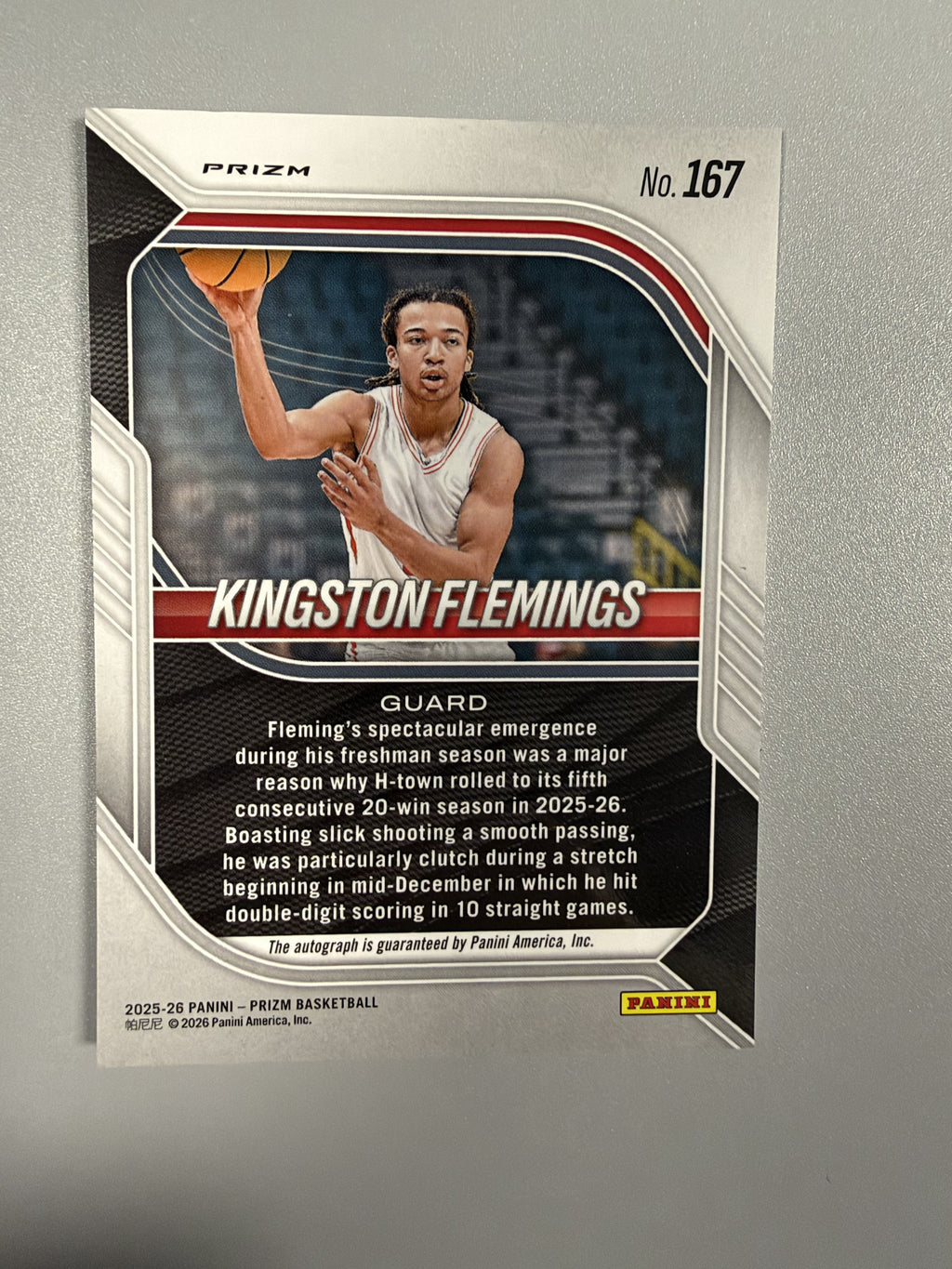 2025-26 Panini Prizm Kingston Flemings #167 Green Prizm Autograph back