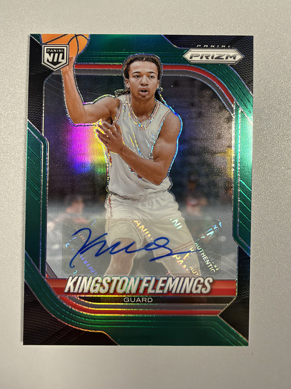 2025-26 Panini Prizm Kingston Flemings #167 Green Prizm Autograph front