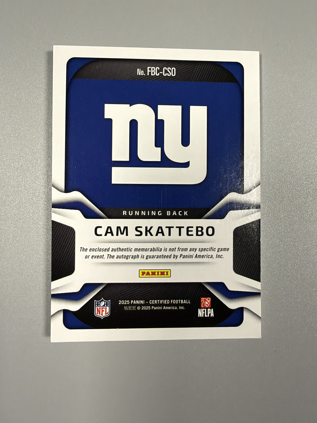 2025 Panini Certified Cam Skattebo Freshman Fabric Mirror Orange rookie patch autograph 091/249 back