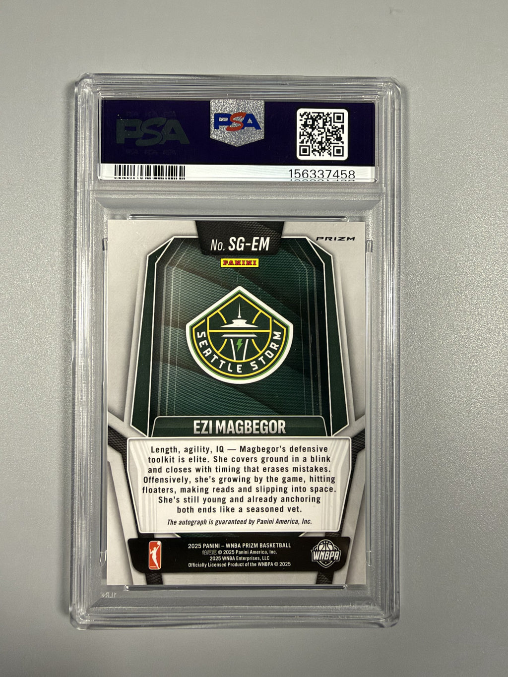 2025 Panini Prizm WNBA Ezi Magbegor Signatures SG-EM PSA 9 back