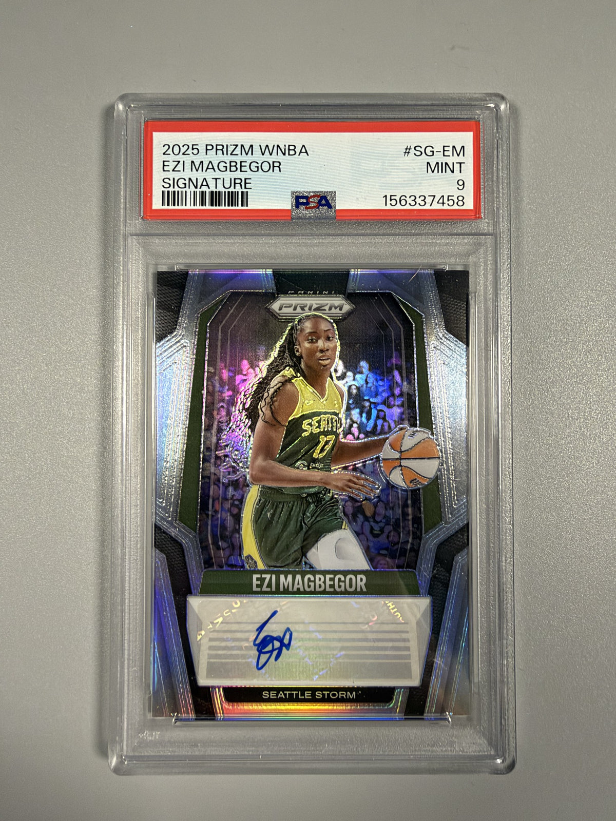 2025 Panini Prizm WNBA Ezi Magbegor Signatures SG-EM PSA 9 front