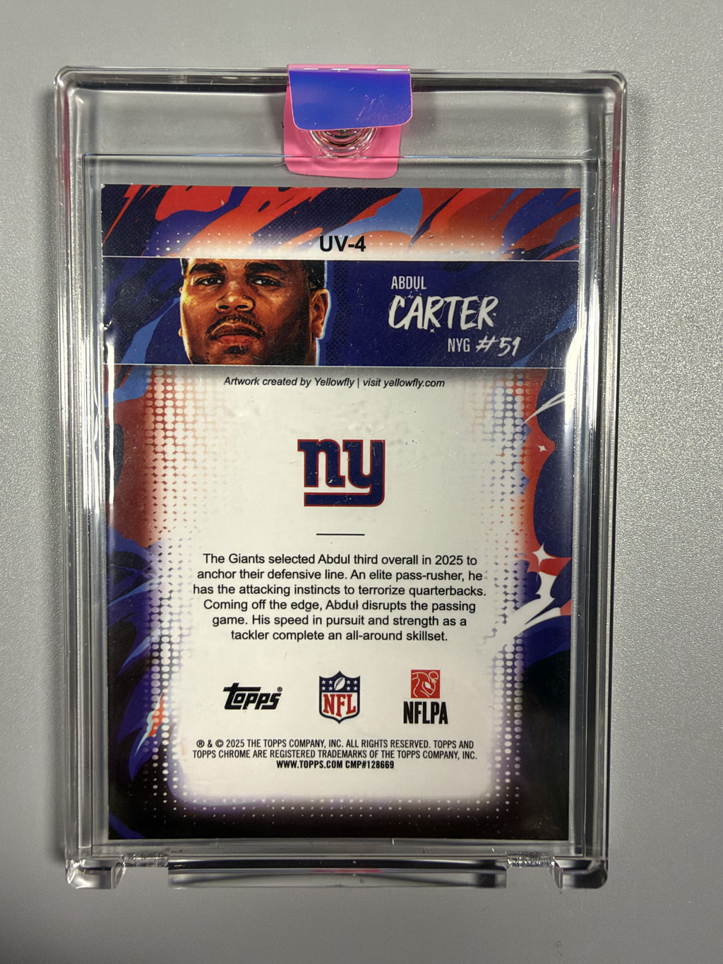 2025 Topps Chrome Abdul Carter Ultra Violet UV-4 rookie back