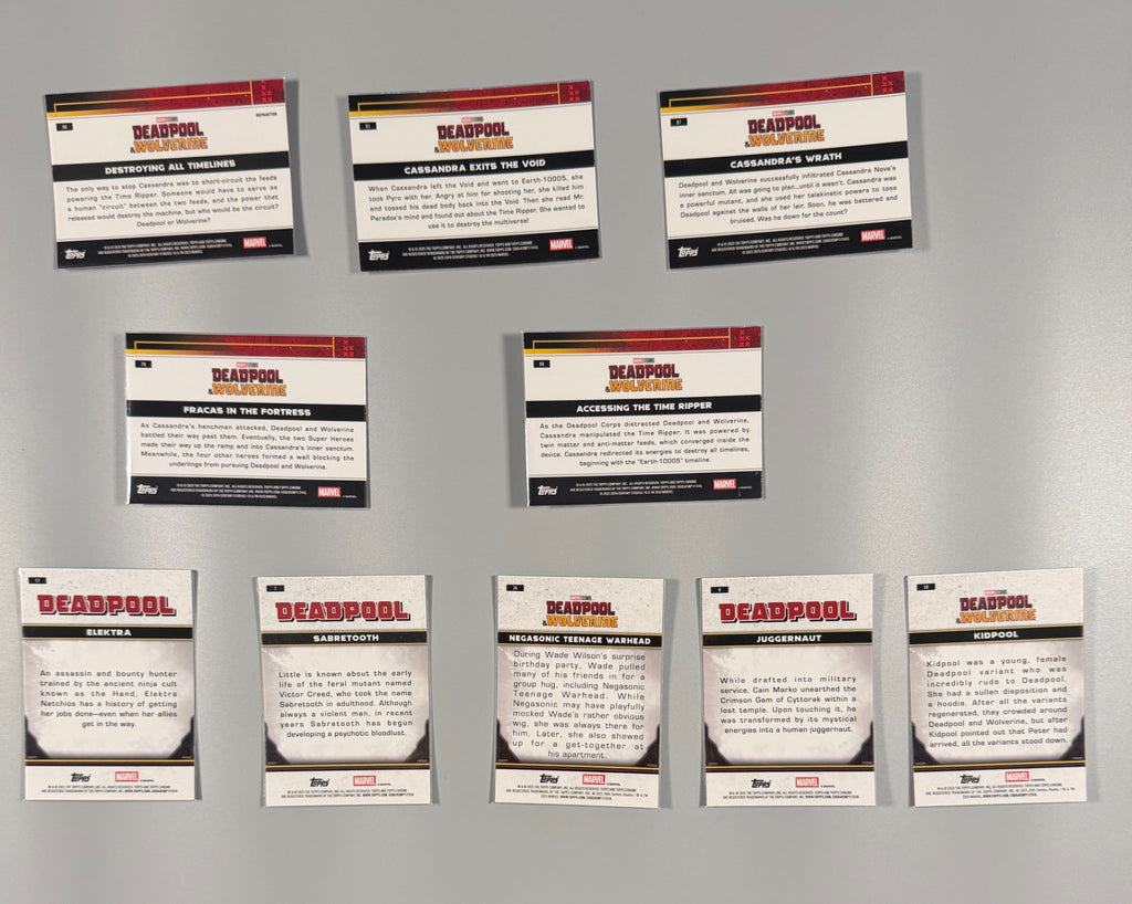 2025 Topps Chrome Deadpool 10-card character base lot back