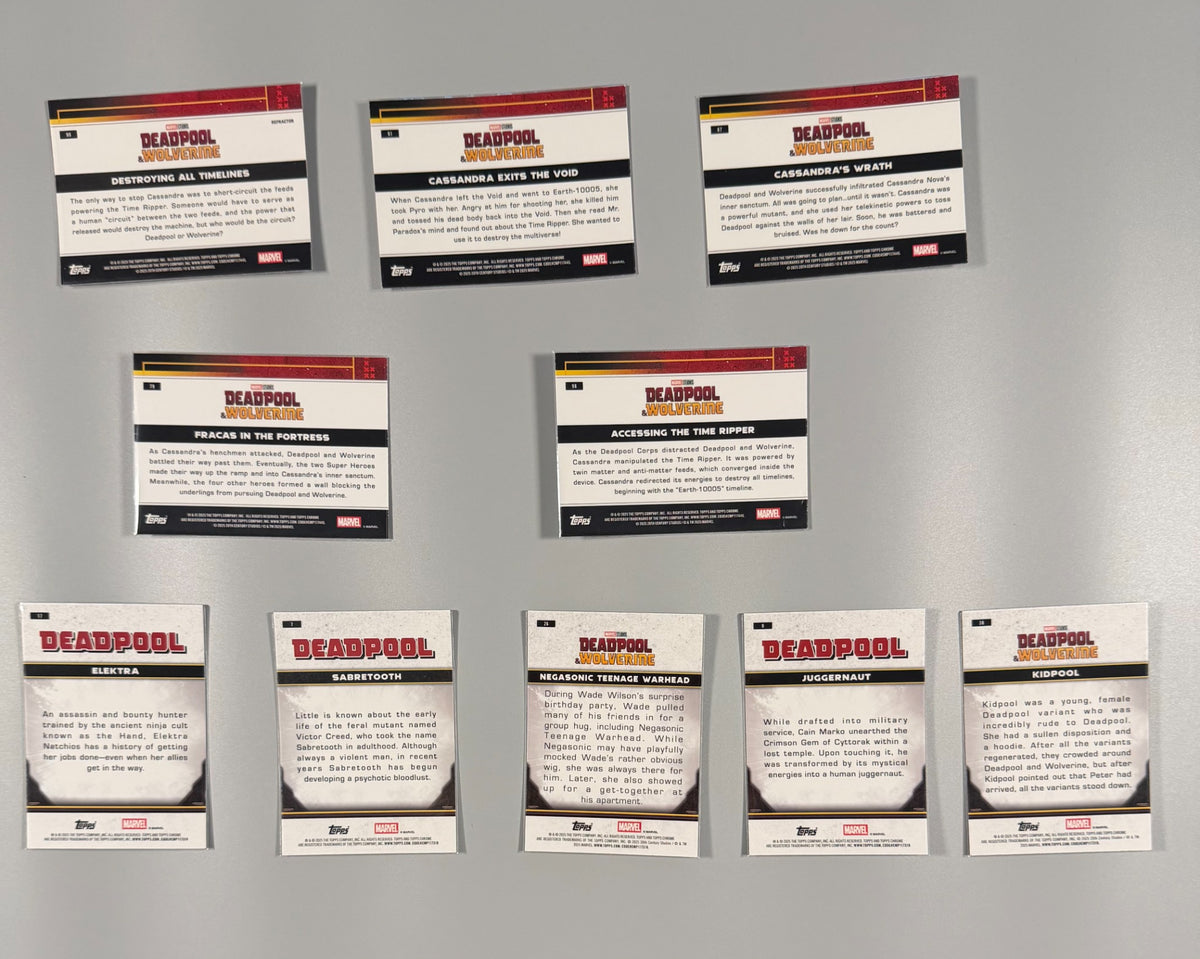 2025 Topps Chrome Deadpool 10-card character base lot back