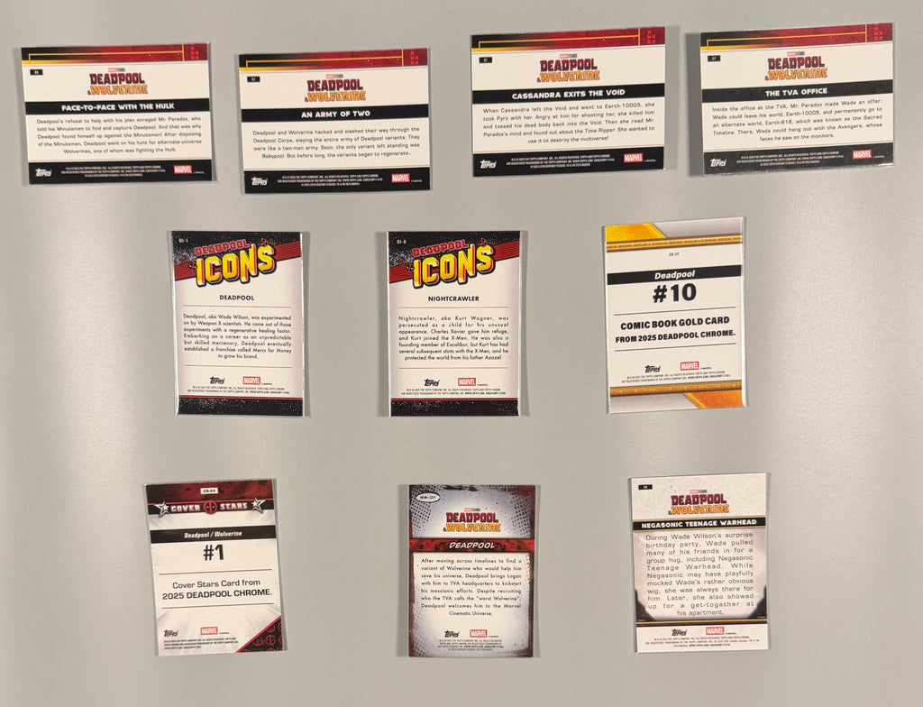 2025 Topps Chrome Deadpool 10-card inserts parallels lot back
