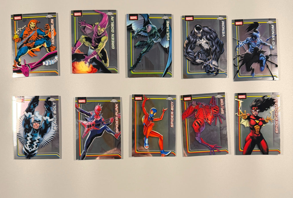 2026 Topps Chrome Marvel Spider-Verse and villains 10-card lot front