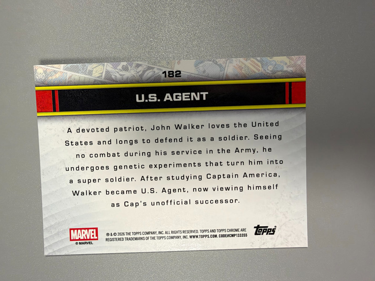 2026 Topps Chrome Marvel U.S. Agent #182 Spider-Web Refractor 132/399 back