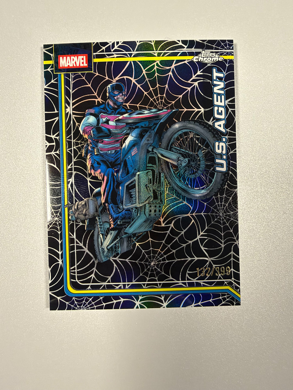 2026 Topps Chrome Marvel U.S. Agent #182 Spider-Web Refractor 132/399 front