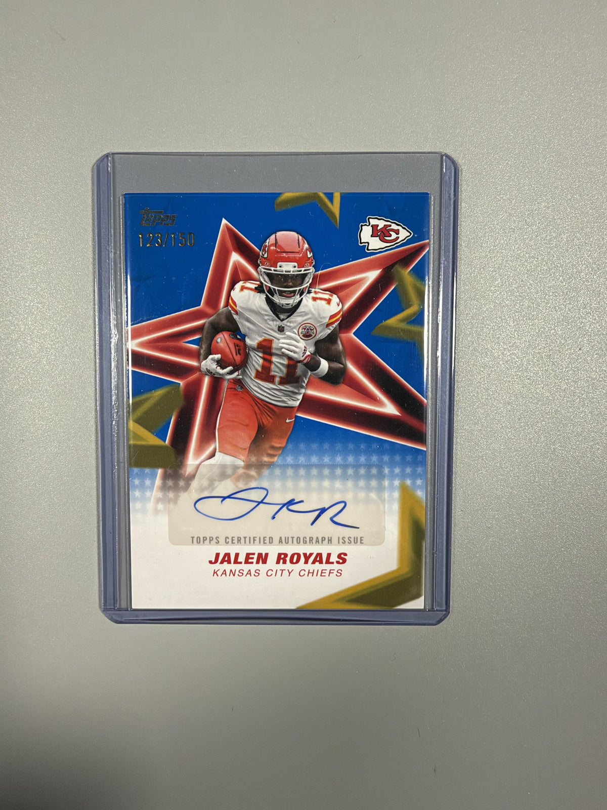 2026 Topps Flagship Jalen Royals NFL Stars Autograph Blue 123/150 front